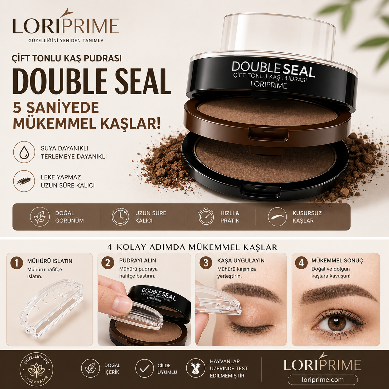 ✨ LoriPrime Double Seal Kaş Pudrası
